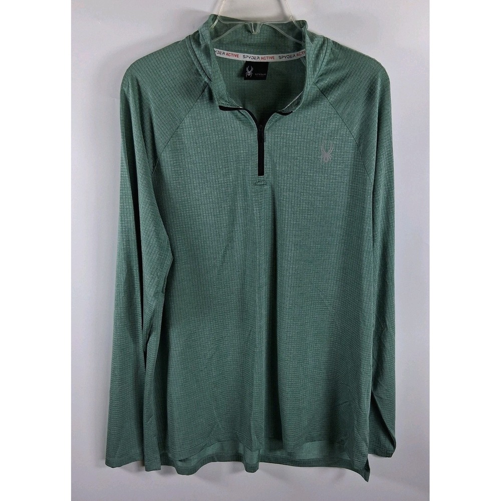 SPYDER ACTIVE Men's XL 1/4 Zip ProWeb Performance Long Sleeve Pullover Green